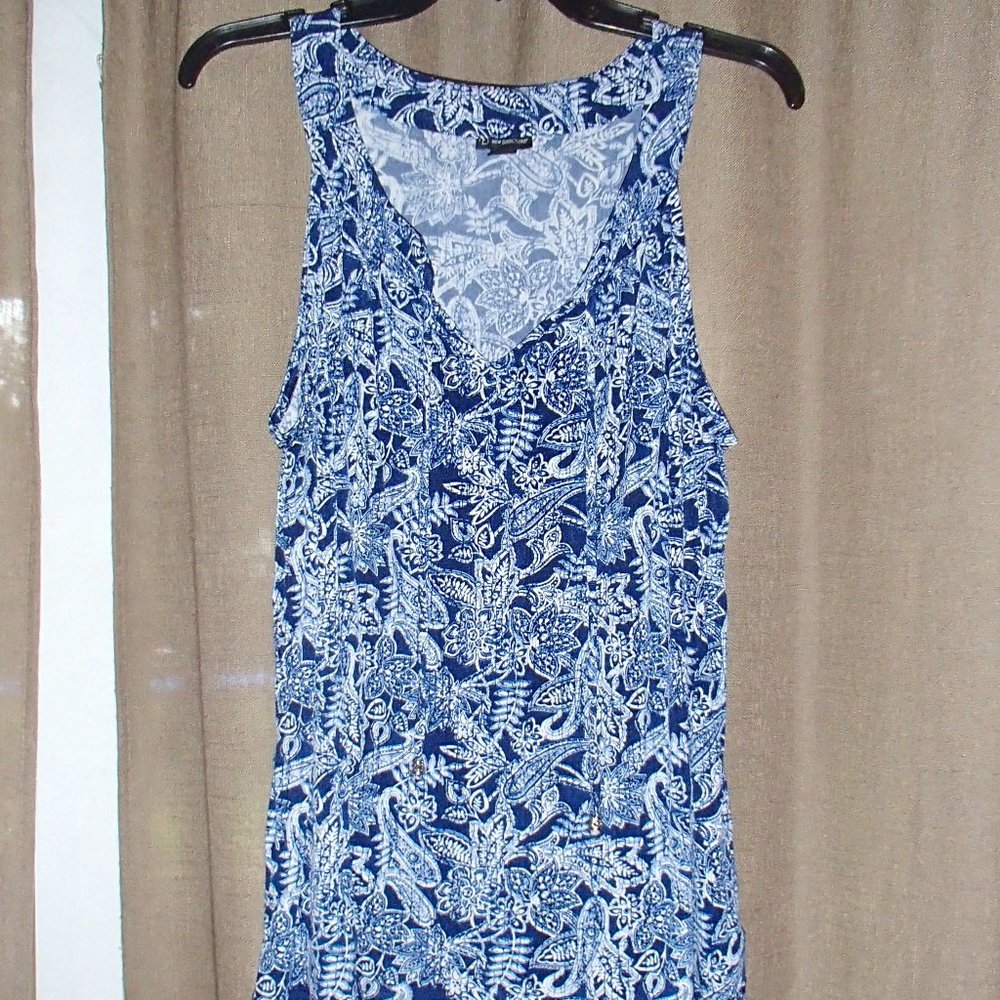 New Directions white/blue tank, ties in the front